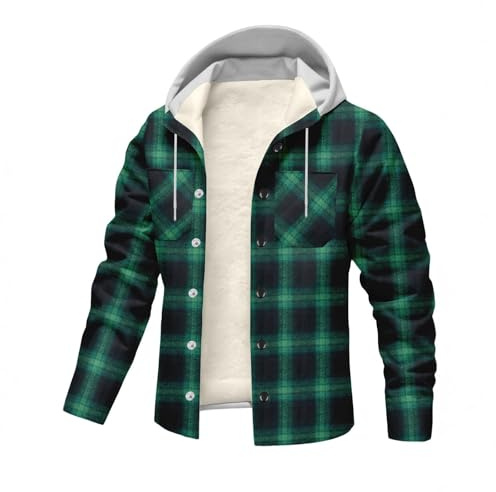 RUMAOZIA Veste de bûcheron doublée pour homme - Veste polaire Sherpa à carreaux - Doublure polaire - Manteau en flanelle - Veste à capuche d'extérieur - Veste d'hiver à capuche - Veste de survêtement