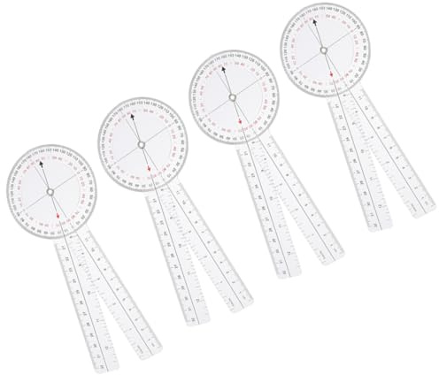 Generico Righello Angolare Goniometro Trasparente 4 Pezzi in Plastica Strumento Portatile per Misurazioni Precise e Disegno Tecnico Adatto a Architettura Ingegneria e Pittura