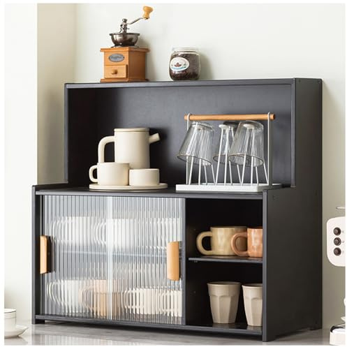 Armadio da cucina in piedi con ante in vetro ripiani regolabili per microonde grande armadio da pavimento per soggiorno 61 × 67 cm/24 × 26 pollici Design moderno versatile