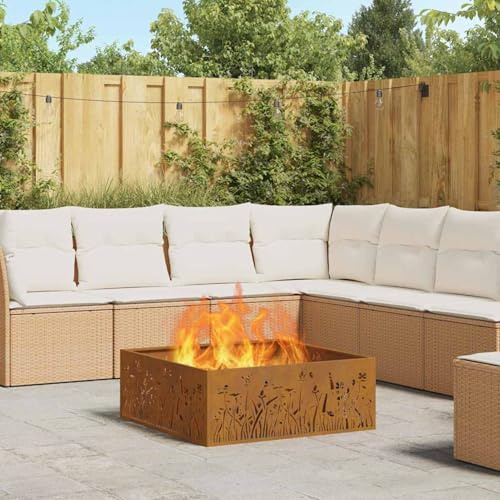 Gecheer Fogata Cuadrada Moderna de Acero Resistente al Calor y Oxidación - Decorativa y Portátil para Exteriores Modelo YHSQY-858929ES