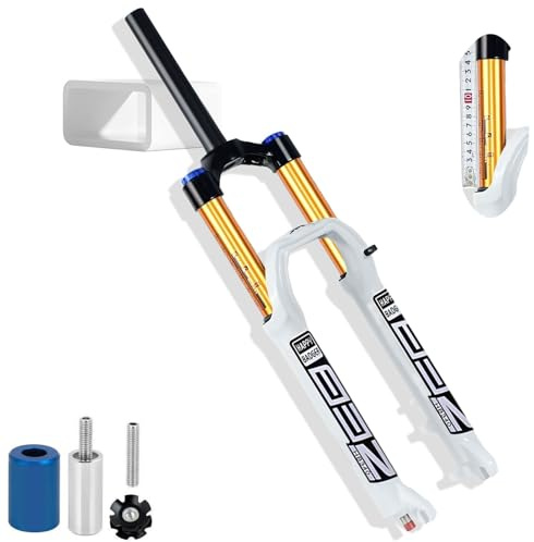 FKXSXAZ 26/27.5/29 Inch Suspension Fork 140mm Travel, Magnesium Alloy Mountain Bike Air Forks for AM, XC, MTB, Downhill Cycling - White