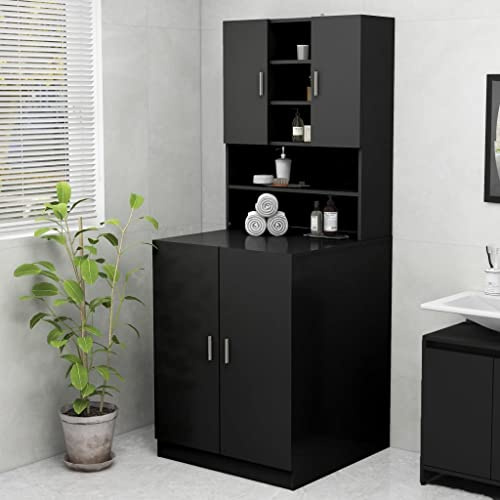 Générique Meuble pour Machine à Laver Noir 70,5x25,5x90 cm,Accessoires pour Lave-Linge & sèche-Linge,808387