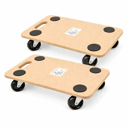 2X Transportroller 58×30 cm – bis 200 kg Tragkraft – MDF Rollbrett mit Anti-Rutsch – Möbelroller mit 4 leichtgängigen 360° Lenkrollen – Transporthilfe für Umzug, Möbel & Geräte