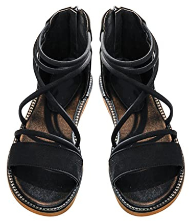 Sandalias de verano para niña y niño, sandalias de verano bohemias, sandalias romanas, sandalias planas con tiras de tirantes, sandalias de ocio, sandalias cómodas al aire libre para verano y playa