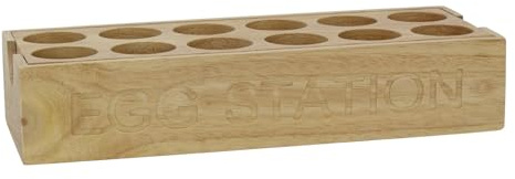 Wooden Egg Rack for 12 Eggs | 30.5cm Hevea Wood Egg Holder Tray for Kitchen Worktops and Storage
