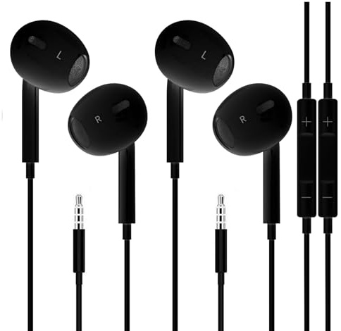 DAIKAJIE 2 Pack Wired Earbuds 3.5mm,Ultra Clear Calls & No Noise Headphones Earbuds Wired, in-Ear Earphones with Mic Compatible with iPhone/iPad/Android/Laptop/PC (Black)