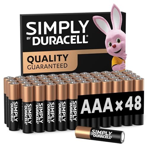 DURACELL Simply AAA Batteries (48 Pack) - Alkaline Triple A Battery 1.5V - Quality Guaranteed - Everyday Device - Plastic-Free Packaging