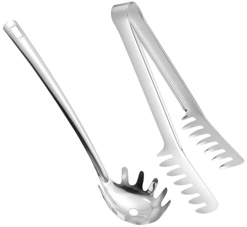 2 Stück Nudelzange Und Spaghettilöffel Set,praktische Küchenhelfer mit ergonomischem Griff,Nudelzange, Inklusive Spaghettizange und Nudellöffel,Für Pasta Und Spaghetti, Langlebig Und Praktisch