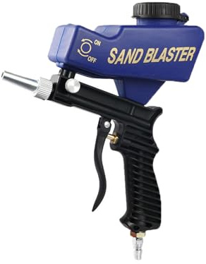 Sand Blasters - Kit di sabbiatura portatile a gravità, portata regolabile, pistola ad aria compressa, sabbiatrice pneumatica, per rimuovere macchie, macchie di ruggine (blu)