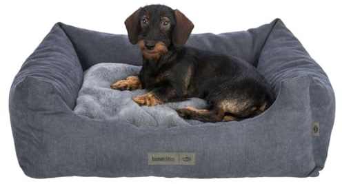 TRIXIE Hundebett Liano 80 × 60 cm in grau - weiches Hundekissen mit Schaumstoffflocken-Füllung - Hundekorb für mittelgroße Hunde - rutschfest und waschbar - 37981 | Gemütliches Liegekissen mit fest integriertem Kissen – für große Hunde, rutschfest, waschbar und pflegeleicht