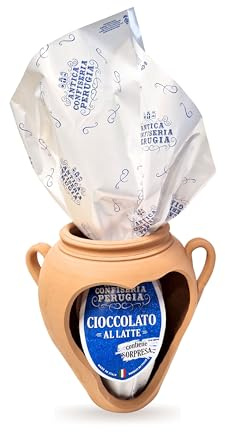 Speciale Italia – Anfora di Pasqua con Uovo di Cioccolato al Latte con Sorpresa, Anfora in Terracotta Lavorata a Mano, Idea Regalo Pasquale
