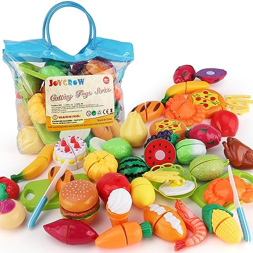 JoyGrow Tagliare Giocattoli Taglio Frutta e Verdura Giocattolo,32 Pezzi Accessori da Cucina Gioco di Ruolo Educativo Prima Infanzia D'Imitazione per Bambini Set,Regalo Perfetto per Bambini 3+ Anni