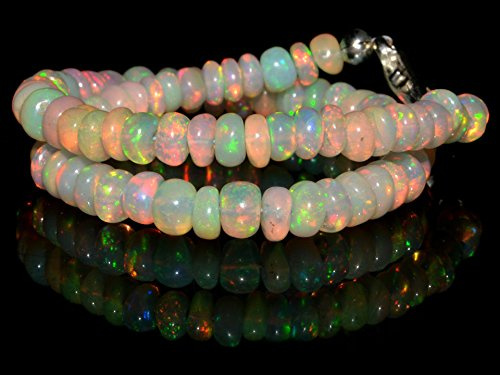JH BEADS 18+ karat naturlig ädelsten etiopisk opal rondelle enkla pärlor 18 cm armband