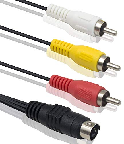 Duttek Cavo audio mini DIN S vedio a 4 pin maschio a maschio 3 RCA per DVD, TV, VCR (5 piedi/1,5 m, colore: Nero