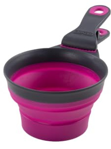 Dexas Pets Collapsible KlipScoop Collapsible Dry Dog Food Scoop and Dog Food Bag Clip, 2 Cup Capacity, Fuchsia
