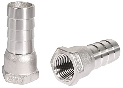 sourcing map Schlauchanschluss 20mm Barb x G1/2 Innengewinde Rohradapter | Schlauchverbinder Schlauchtülle Fitting Kupplung, 304 Edelstahl