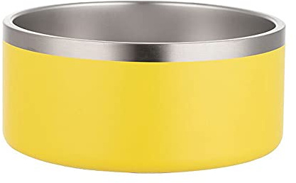Gteller Ciotole per cani a doppia parete, in acciaio INOX, 907 g, antiscivolo, senza BPA, ciotola per alimenti per gatti e acqua con base in gomma (1814,4 g, giallo)