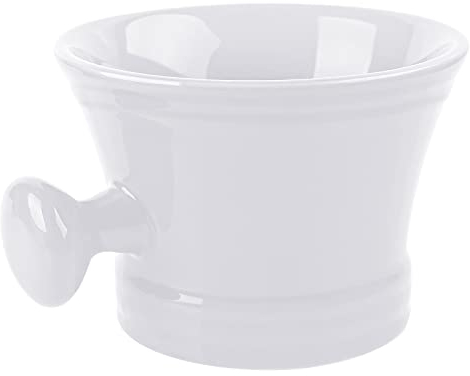Linkidea Tazza da barba in ceramica con manico a manopola, ciotola per schiuma profonda da uomo, tazza da barba bagnata compatibile con pennelli da barba, portasapone e crema, accessorio per