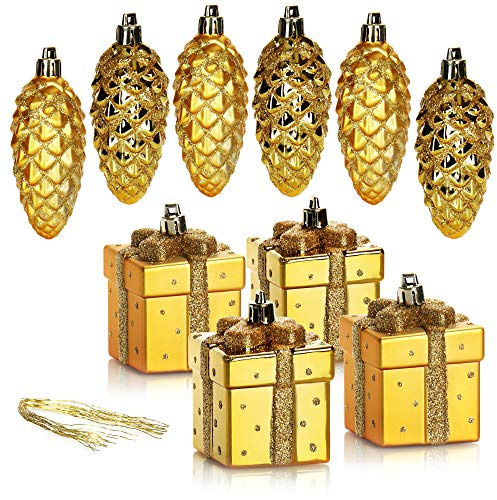 COM-FOUR® 10-teiliges Christbaumanhänger-Set, bruchfester | tolle Weihnachtsdekoration