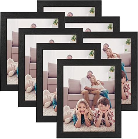 PETAFLOP Bilderrahmen 20x25 CM mit PS-Scheibe, 7er Set Bilderrahmen Schwarz Wand und Tischbilderrahmen, Fotorahmen für Schlafzimmer Wohnzimmer Arbeitszimmer usw