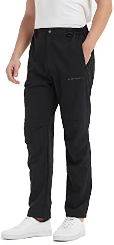 Acme Projects Homme Pantalon de randonnée léger et résistant à l'eau, Noir, Moyen