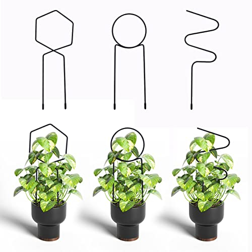 Savita 3 Piezas Enrejado Jardin, Celosias para Plantas Trepadoras Metal, Pequeño Jardín Enrejado para Plantas Trepadoras Plantas de Interior Plantas en Maceta (Negro)