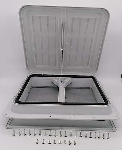 CR-MOESANCO® Moskitonetz + Montageschrauben, Dachfenster, 40 x 40 TF40, mit Kurbel für Wohnwagen