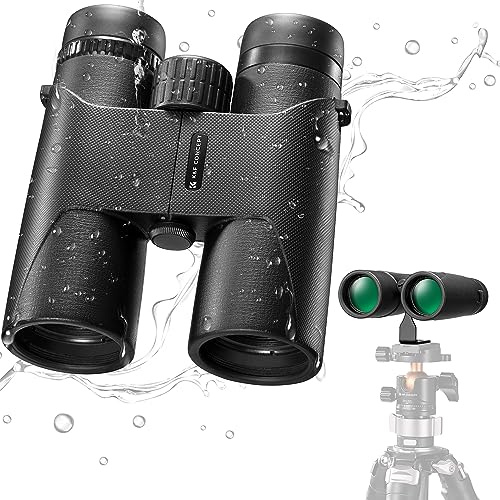 K&F Concept Binocolo adulto IP68 impermeabile 10 x 42 HD Binocolo nero BAK4 con supporto di conversione del treppiede per birdwatching, caccia, escursionismo, visite turistiche
