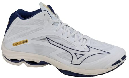 Mizuno Wave Lightning Z7mid, Volleybollskor Unisex Vuxen, White Blueribbon Mp Gold, 48.5 EU