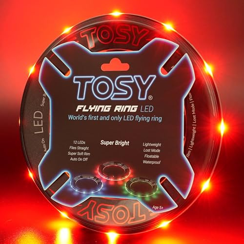 TOSY Fliegender Ring – 12 LEDs, hell, automatisches Aufleuchten, sicher, wasserdicht, leichtes Frisbee, Geschenk zum Geburtstag, Ostern, Weihnachten für Jungen/Mädchen/Kinder
