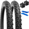 YunSCM Neumáticos de bicicleta de 24 pulgadas de 24 x 1.95/53-507 y tubos de bicicleta de 24 pulgadas, válvula Schrader con 2 tiras de llanta compatibles con bicicleta de montaña/todoterreno de 24 x