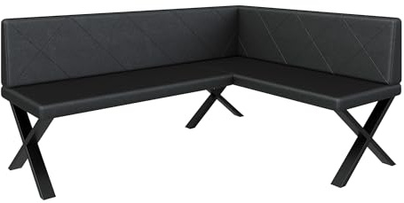FURNISTAR Eckbank Akiko Metal X - Eckbankgruppe für Ihrem Esszimmer, Küche modern, Sitzecke, Essecke. Perfekt für Küche, Büro und Rezeption. Solide und Starke Verarbeitung. (168x128-Rechts-Soft11)