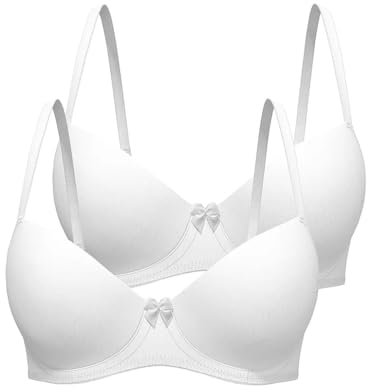 UniMark Pack of 2 White Full Cup Coverage Smoothing T-Shirt Bras for Women | Underwired Padded Bra | Classic T Shirt Bras for Women UK Size 32B-40G (38D)