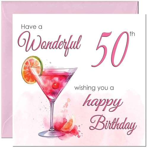 Geburtstagskarte zum 50. Geburtstag für Frauen – Elegante Geburtstagskarte für 50 Jahre alte Frau, fünfzigste Mutter, Schwester, Oma, Tante, Nichte, Nanny für ihre Mutter, Ehefrau, Freundin