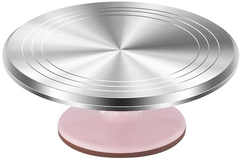 Kootek Aluminium Alloy Revolving Cake Stand 12 Inch Rotating Cake Turntable for Cake, Cupcake Decorating Supplies