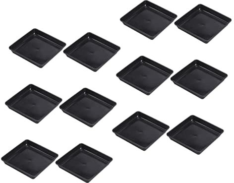 Parliky Lot de 12 sous Plateaux Carré pour Pots De Fleurs Saucisses en Accessoires pour Bonsaï Et Plantes D'intérieur Et D'extérieur Dimensions