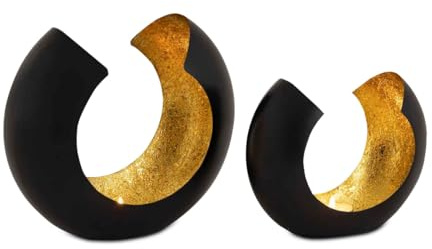 Kerzenständer Kerzenhalter Teelichthalter Metall schwarz Gold Farbe Omegaform