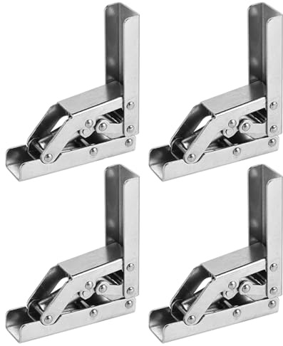 4PCS Klappbares Regalscharnier, versteckte Halterung für Klappscharnier, versteckte Halterung für 90-Grad Falttürscharnier, Klappbares Regalscharnier aus Edelstahl