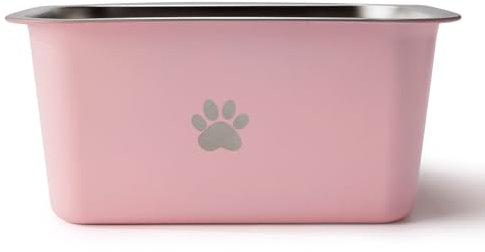 Podinor 1.2 Gallons 20 Cup Non Slip Stainless Steel Large Dog Water Bowls, Outdoor Metal Dog Bowls Large Breed, High Capacity Water Bowl for Big Giant Huge Dogs, Pink