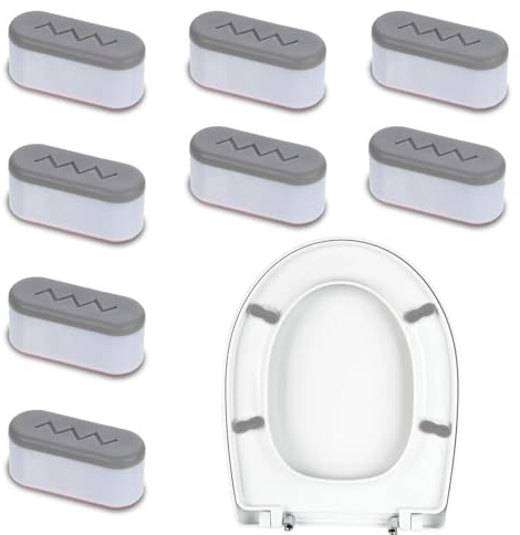 Giantree 8Stück WC-Sitz-Puffer, WC Deckel Puffer, Abstandhalter für WC | Brille Dämpfer Abstandhalter Auflagestopfen für Toilettensitz Weiß WC Sitz Stoßstangen für Zuhause Büro Hotel (Grau+Weiß)