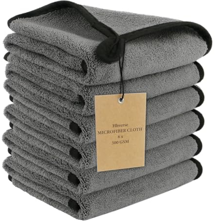 Hhverse Mikrofasertücher Auto 6 Stück Autopflege 30x40CM 500GSM Microfasertuch Trockentuch Auto Superstarke Wasseraufnahme und Weich Mikrofasertuch für Autoreinigung, Polieren, Trocknen, Pflege