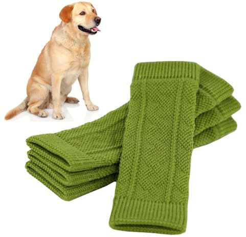 Gestrickte Beinstulpen – 4 Stück Hund Ellenbogenschutz | Gestrickte Socken für Hundepfoten, Beinstulpen, Ellenbogenstütze, Stützbandagen