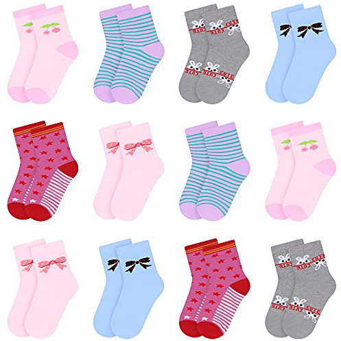 L&K-II 12 paia calzini delle ragazze calzini bambino in cotone confortevole 2808 23-26