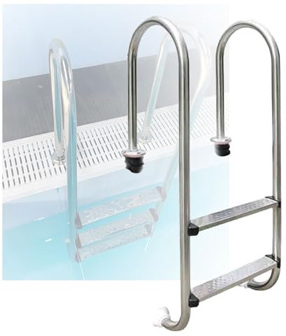 Swimming Pool Ladder, in-Ground Stainless Steel Step,2/3 Steps Swimming Pool Step with Handrails for Indoor Outdoor Pool(2-Steps1.0mm)