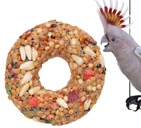 Snack À Oiseaux | Jeux De Cages À Oiseaux,Accessoires De Donut Avec Des Grains À Croquer Pour La Formation Et L'Enrichissement Alimentaire Des Inséparables