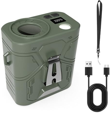 MiOYOOW Ventilateur de Taille Portable, 4000 mAh Ventilateur de Clip Rechargeable USB, avec 5 Vitesses et éclairage LED, pour Camping, Randonnée et Usage Quotidien