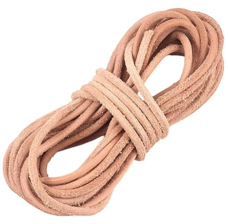 GORGECRAFT 5m x 3mm Cowhide Leather Cord Round Genuine Leather Rope Saddle Brown Natural Yak Hide Strings for Bracelet Necklace Jewelry Making Baseball Gloves Shoe Lace DIY Crafts Accessories