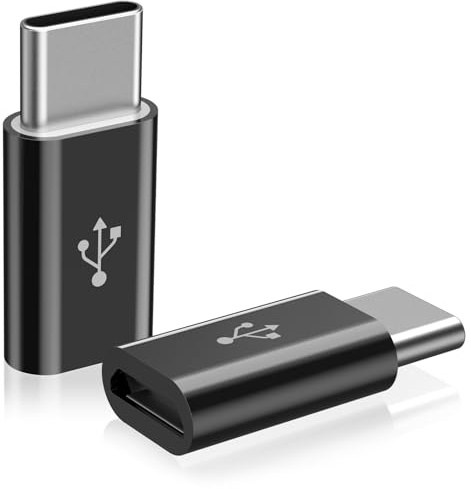 Tobfit Adapter USB C auf Micro USB (2Stück), USB-C Stecker auf Micro-USB Buchse Adapter für Samsung Galaxy, Typ-C Handys, Huawei, Xiaomi, Tablets und Mehr(Schwarz)