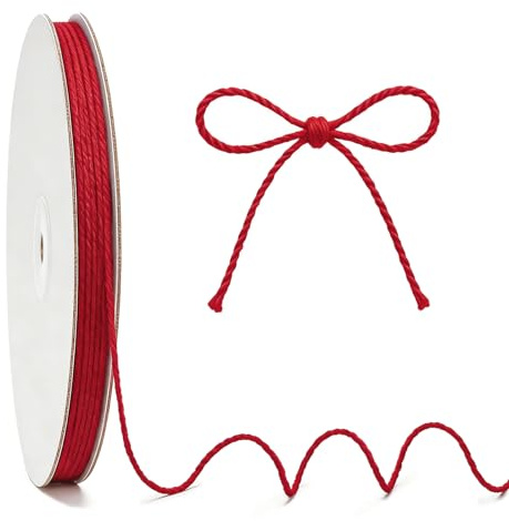 KINGLAKE 2mm Kordel baumwollschnur Rot - 100M Baumwollkordel, Bindfaden Reißfest, Küchengarn Metzgergarn, Bastelschnur Faden Dünn, Dekokordel Garn, Schnur für Backen DIY Bastel und Verpackung