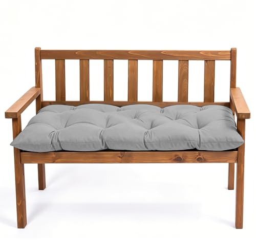 Cuscino per panca, 100 x 50 x 10 cm, per esterni, morbido e spesso, impermeabile, con cinghie, per giardino, balcone e terrazza (grigio chiaro, 120 x 50 x 10 cm)